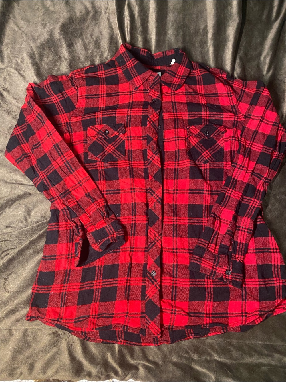 Weatherproof Red and Black Plaid Button-Down Shirt